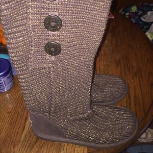 Brown and Gold Crochet Uggs